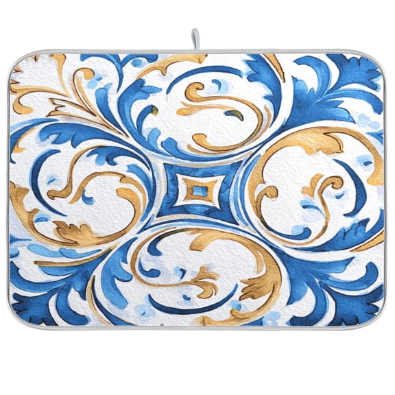 Iauyy Dish Drying Mat for Kitchen Counter, Super Absorbent & Hanging 16x18 / 18x24 Inch (S/M) Vortex Stars