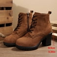 thumbnail image 5 of Fashion Heel Ankle Boots Side Zipper Lace Up Suede Winter Booties for Casual Outings, 5 of 9
