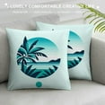 thumbnail image 3 of Shiartex Summer Sofa Throw Pillow Cover Hello Summer Beach Decorative Throw Pillow Cover for Sofa Couch Bed Car Pillow Case Home Patio Party, Tropical Palm Leaf Decoration, 3 of 5