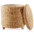thumbnail image 1 of Puff de almacenamiento redondo de 45 cm Casafield con tapa de jacinto de agua, 1 of 7