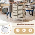 thumbnail image 4 of 15-Drawer Rolling Storage Cart with Metal Tabletop and Pegboard, Scrapbook Paper Office School Organizer,White, 4 of 8