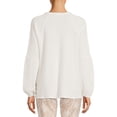 thumbnail image 2 of Time and Tru Women's Waffle Peasant Top, 2 of 5
