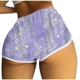 thumbnail image 2 of Itsame Summer Short Elastic Waist Sweatpants Womens Sports Shorts Fashionable Printed Tight Short Pants Purple Size XL, 2 of 5