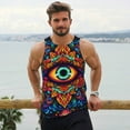 thumbnail image 6 of Logiee Vibrant Psychedelic Eye Print Men's Workout Tank Top,Quick Dry Workout Tank Top,Gym Muscle Tee,Fitness Bodybuilding Sleeveless T Shirt-3X-Large, 6 of 7