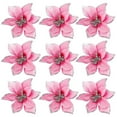thumbnail image 1 of Paquete de 50 adornos navideños con purpurina y flores de Pascua de 5 pulgadas, flores artificiales de seda, decoración de coronas, 1 of 5