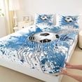 thumbnail image 3 of Homewish Sport Soccer 3pcs Twin Sheet Sets For Children Teens Adults,Graffiti Splash Twin Fitted Sheet,Gamer Football Breathable Flat Sheet,Ultra Soft Home Decor, 3 of 7