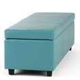thumbnail image 4 of Avalon 48 inch Wide Contemporary Storage Ottoman Bench in Soft Blue Vegan Leather, 4 of 10
