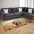 thumbnail image 3 of Welcome Spring Summer Portuguese Water Dog Portrait Flower Blue Sky Indoor Rug PWD Portie Fishing Dog Lover Carpet Living Bed Room Sofa Home Decor - 12001, 3 of 5
