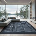 thumbnail image 2 of ODIKA 6'x9' Blue Geometric Charcoal Design Washable Area Rug Modern Abstract Pattern Style for Dining Room, Under Table, Office Décor, Non-Slip Chair-Friendly, 2 of 7