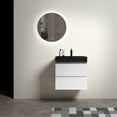 thumbnail image 2 of Wall Mounted 18.10" Wide Bathroom Vanity in White and Black | Ideal for Organizing Bathroom Items with Large Storage | Beveled Handle - Free Design for Contemporary Style, 2 of 3
