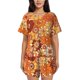 thumbnail image 1 of Balery Hippie Flower Conjunto de Pijama para Mujer con Estampado, Dos Piezas de Manga Corta y Shorts, Ropa de Dormir Suave con Cuello Redondo y Bolsillos-X-Large, 1 of 6