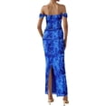 thumbnail image 2 of PRETTYGARDEN Women's Floral Maxi Dress 2025 Summer Off Shoulder Mesh Elegant Cocktail Party Ruched Bodycon Dresses, 2 of 6