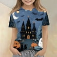 thumbnail image 2 of Grblisyd Halloween Shirts for Kids girls Pumpkin Ghost Print Top Casual Short Sleeve Crew Neck Tshirt Clothes 2-7 Years, 2 of 4