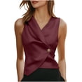 thumbnail image 3 of Avtoify Women's Solid Color Sleeveless Lapel Satin Elegant Button Blazer Top Jacket, 3 of 9