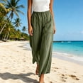 thumbnail image 4 of Xdegoge Palooza Wide Leg Pants Women Casual High Waisted Elastic Waist Trousers with Large Pockets Loose Fit Relaxed Lounge Summer Beach Bottoms, 4 of 6