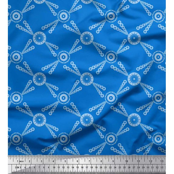 Soimoi polyester Crepe Fabric Dots & Circle Geometric Print Fabric by the Yard 42 Inch Wide
