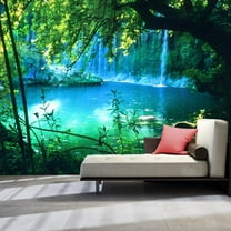 Tiptophomedecor Peel and Stick Nature Wallpaper Wall Mural - Kursunlu Waterfalls Antalya, Turkey - Removable Wall Decals