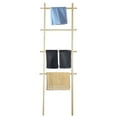 thumbnail image 2 of Fionafurn 59in(H) Blanket Ladder, Modern Wood Rack Farmhouse Ladder Shelf for Blankets,4-Tier Natural, 2 of 8