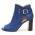 thumbnail image 2 of YDN Women Fashion Chunky High Heels Ankle Bootie Peep Open Toe Chic Cutout Buckled Boots Pumps Side Zipper Shoes Size 8.5 Blue, 2 of 6