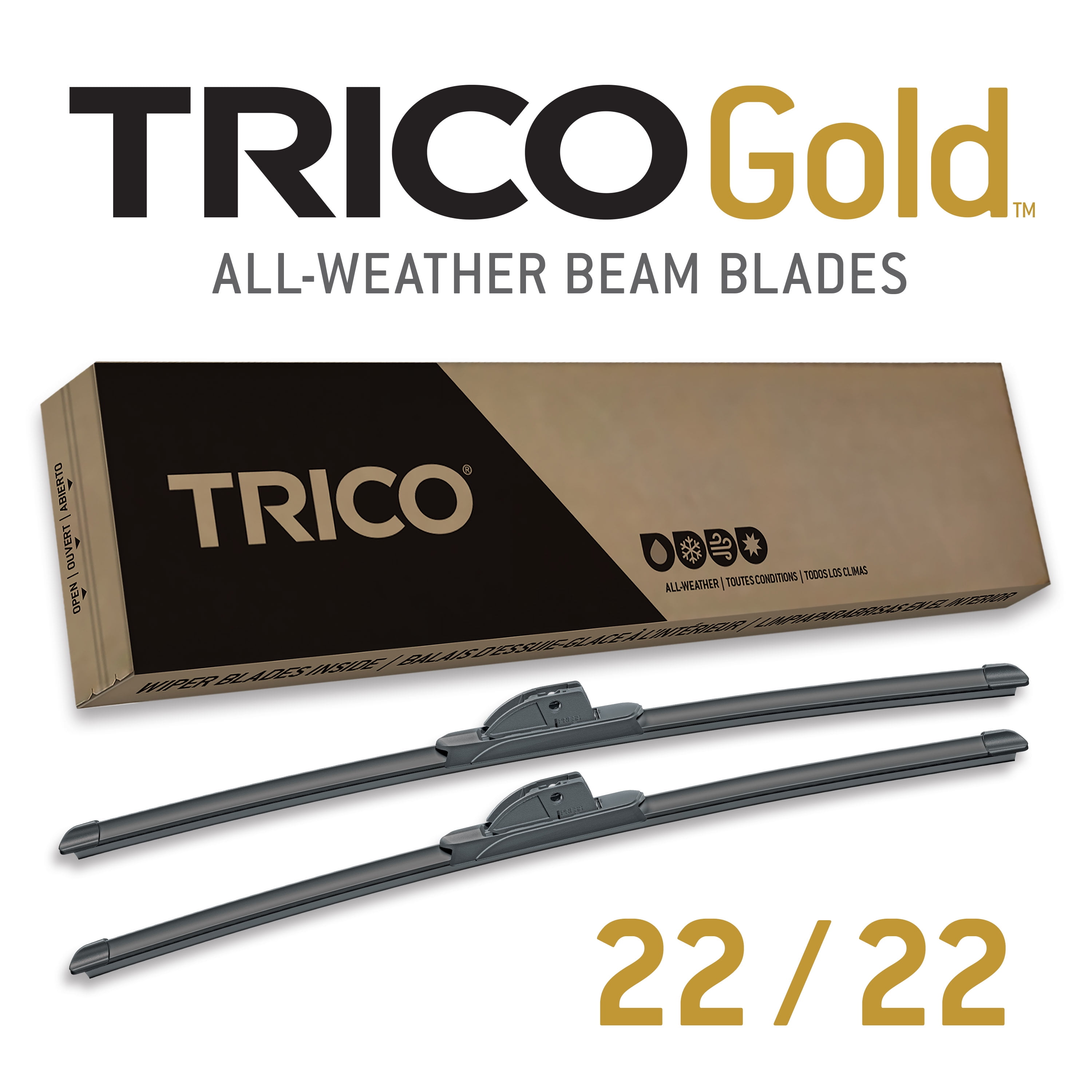 TRICO Platinum® 26 Inch & 22 inch pack of 2 High Performance Automotive Replacement Windshield Wiper Blades For My Car Easy DIY Install & Superior Road Visibility 25-2622 