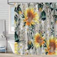 thumbnail image 1 of Cortina de ducha floral para baño, antimoho, impermeable, lavable, estilo bohemio, de poliéster, con dobladillo con peso para bañeras, spas y baños húmedos., 1 of 5