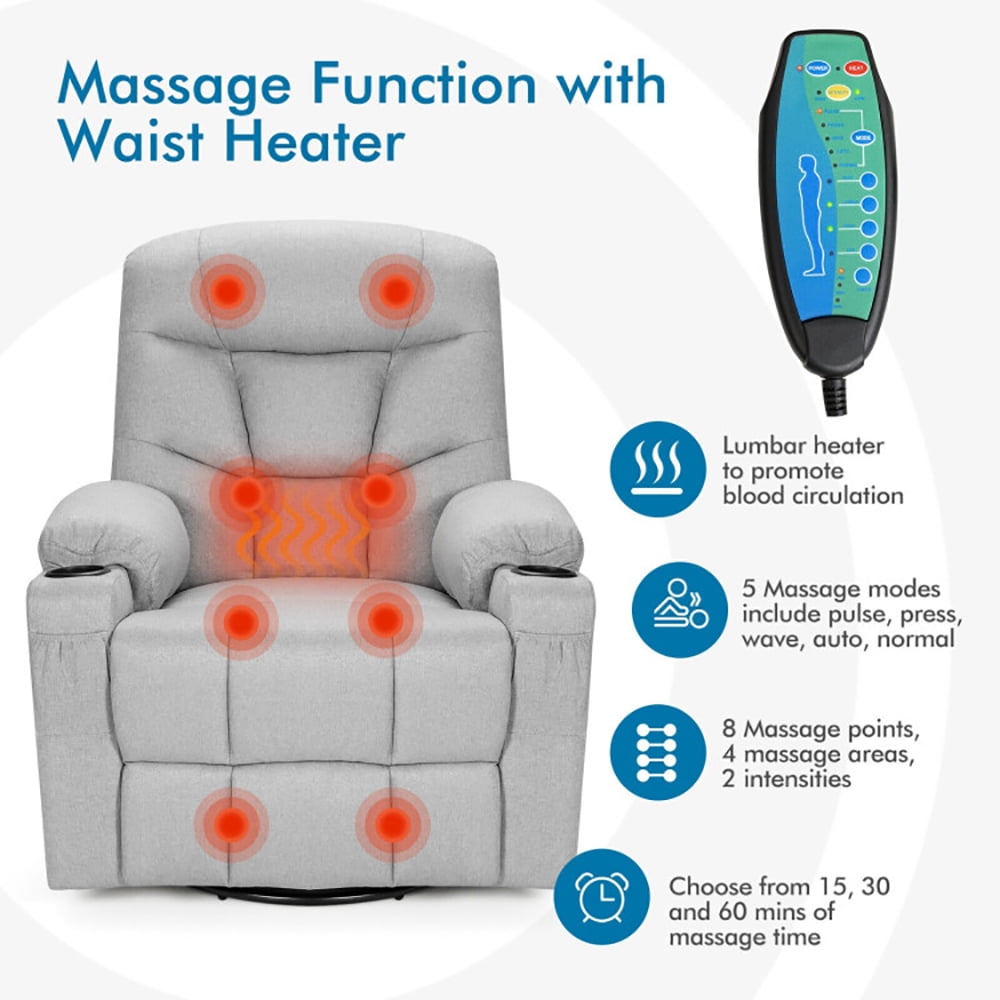 Finihen Massage Recliner Chair, Massage Rocking Recliner Chair with Heat and Vibration, for Living Room, Bedroom, Gray Finihen Massage Recliner Chair, Massage Rocking Recliner Chair with Heat and Vibration, for Living Room, Bedroom, Gray