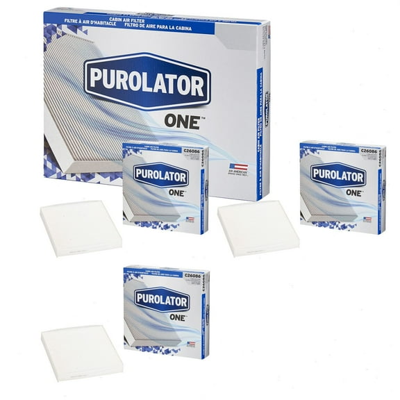 3 pc Purolator ONE C26086 Cabin Air Filters for HVAC Heating Ventilation Air Conditioning Vent Filters