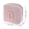 thumbnail image 2 of Unique Bargains 1 Pc Letter D Pattern Makeup Bag for Travel Pink Corduroy, 2 of 6