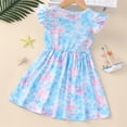 thumbnail image 5 of WIBACKER Toddler and Little Girl Mermaid Scale Skater Dress Ruffle Sleeve Priness A-line Sundress 1-6 Years, 5 of 8