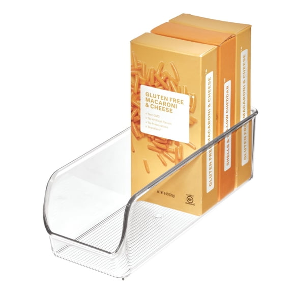 iDesign Linus Binz BPA-Free Plastic Open-Front Kitchen Organizer with Handles, 12.35" x 5.95" x 3.85", Clear