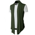 thumbnail image 5 of APEXFWDT Men's Sleeveless Cardigan - Lightweight Open Front Vest Shawl Collar Tank Top for Layering & Casual Outfits,L,Army Green, 5 of 5