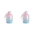 thumbnail image 2 of Soidarity Botella de agua de 2,2 l a prueba de fugas, jarra de hervidor de agua con marcador de tiempo, contenedor de bebidas, taza de Fitness, Rosa degradado 1600ML 2piezas, 2 of 6