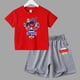 thumbnail image 3 of Conjunto de 2 piezas de camiseta de manga corta y pantalones cortos con estampado de anime de verano para niños y niñas, ropa informal de cuello redondo, 3 of 5