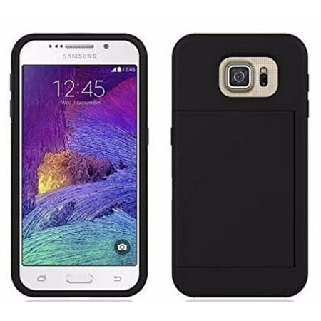 For Samsung Galaxy S6 Case, Hybrid Armor Case w/ Card Slot for Galaxy S6 - Black