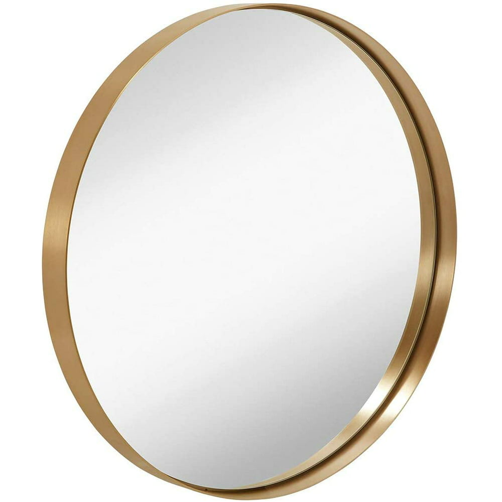Hamilton Hills 24 Gold Circle Deep Set Metal Round Frame Mirror Contemporary Gold Wall Mirror