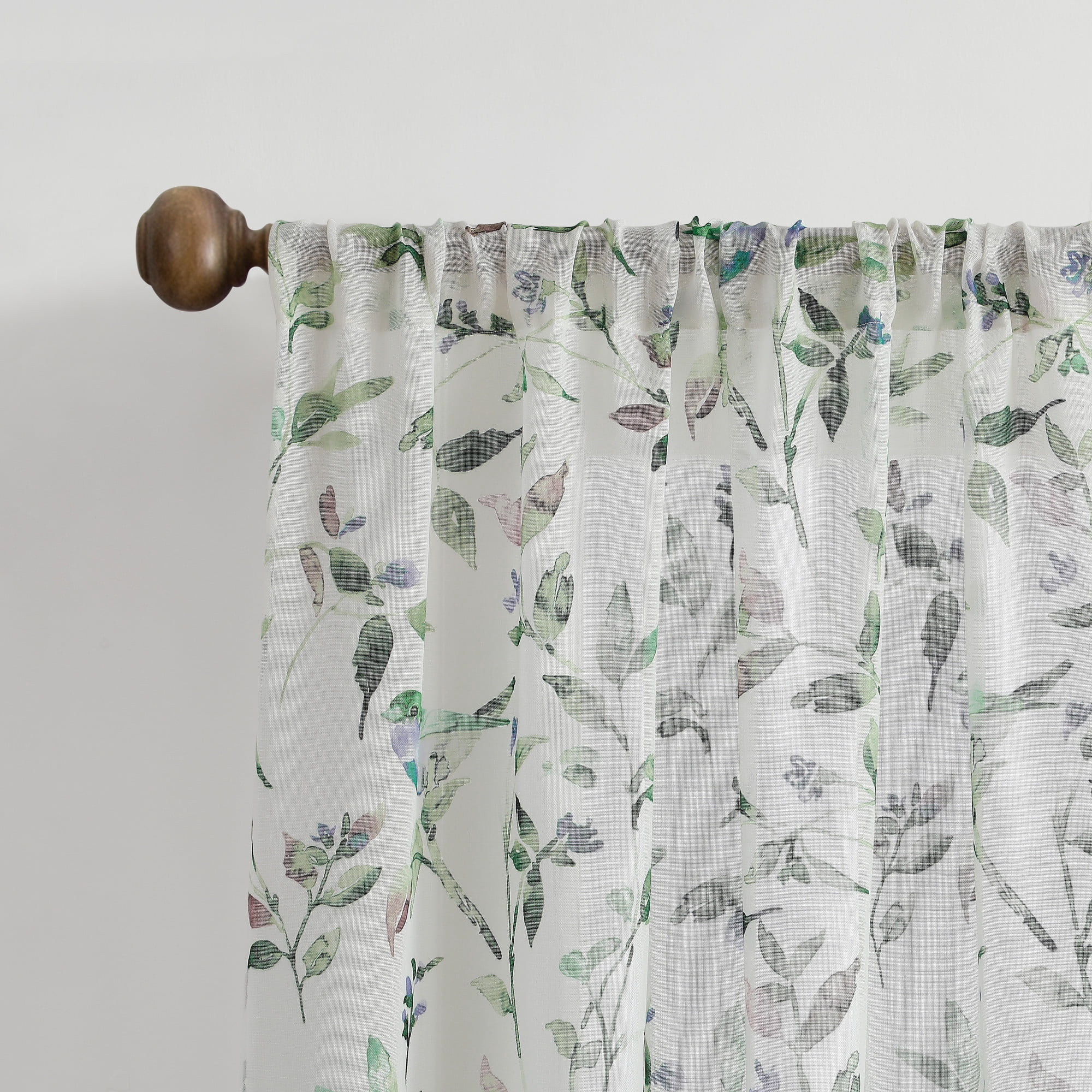 Martha Stewart Kensington Garden Print Curtain Panel Pair, Forest Green, Pole Top, Light Filtering, Indoor, Adult, 2 Piece Set, 37"x 84"