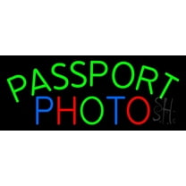 Passport Photo LED Neon Sign 10 x 24 - inches, Black Square Cut Acrylic Backing, with Dimmer - Bright and Premium built indoor LED Neon Sign for art gallery, and exhibition.