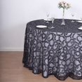 thumbnail image 4 of BalsaCircle 120" Black Embroidered Leaves Sequined Sheer Tulle Round Tablecloth Party Events Decorations Supplies, 4 of 8