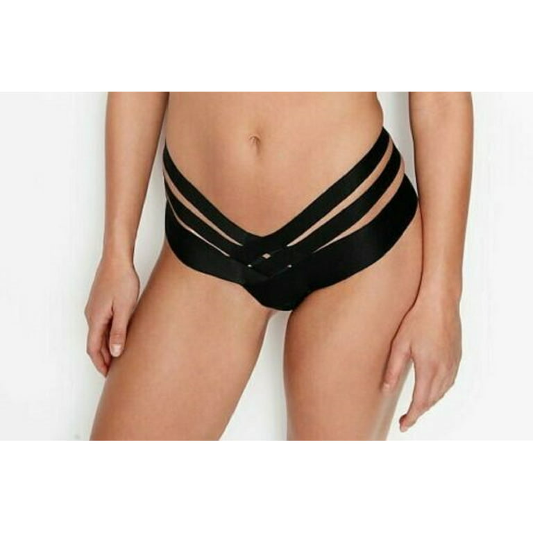 Victoria's Secret Very Sexy Banded Strappy Cheeky Panty Black Size Medium  NWT 