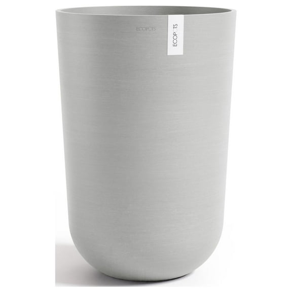 Ecopots Oslo High Durable Modern Round Indoor/Outdoor Recycled Based Composite Flower Pot Planter, White Grey, 20.5"