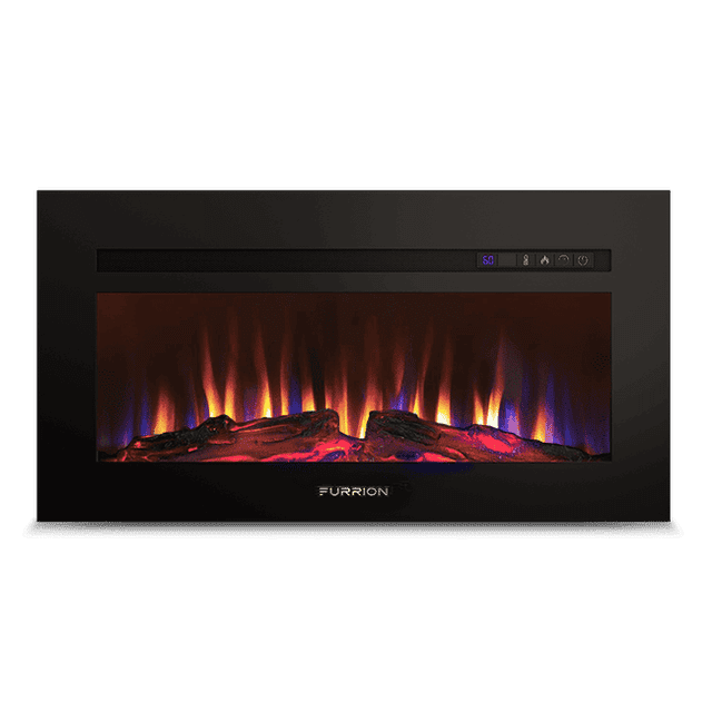 Furrion LLC Fireplace Insert F31-18A Greystone; Electric Fireplace With Crystal Log Set; 31 Inch Length Viewing Area; Plug-In Mount; Non-Vented; 120 Volt; With 4 Colors And 4 LED Bars; Black