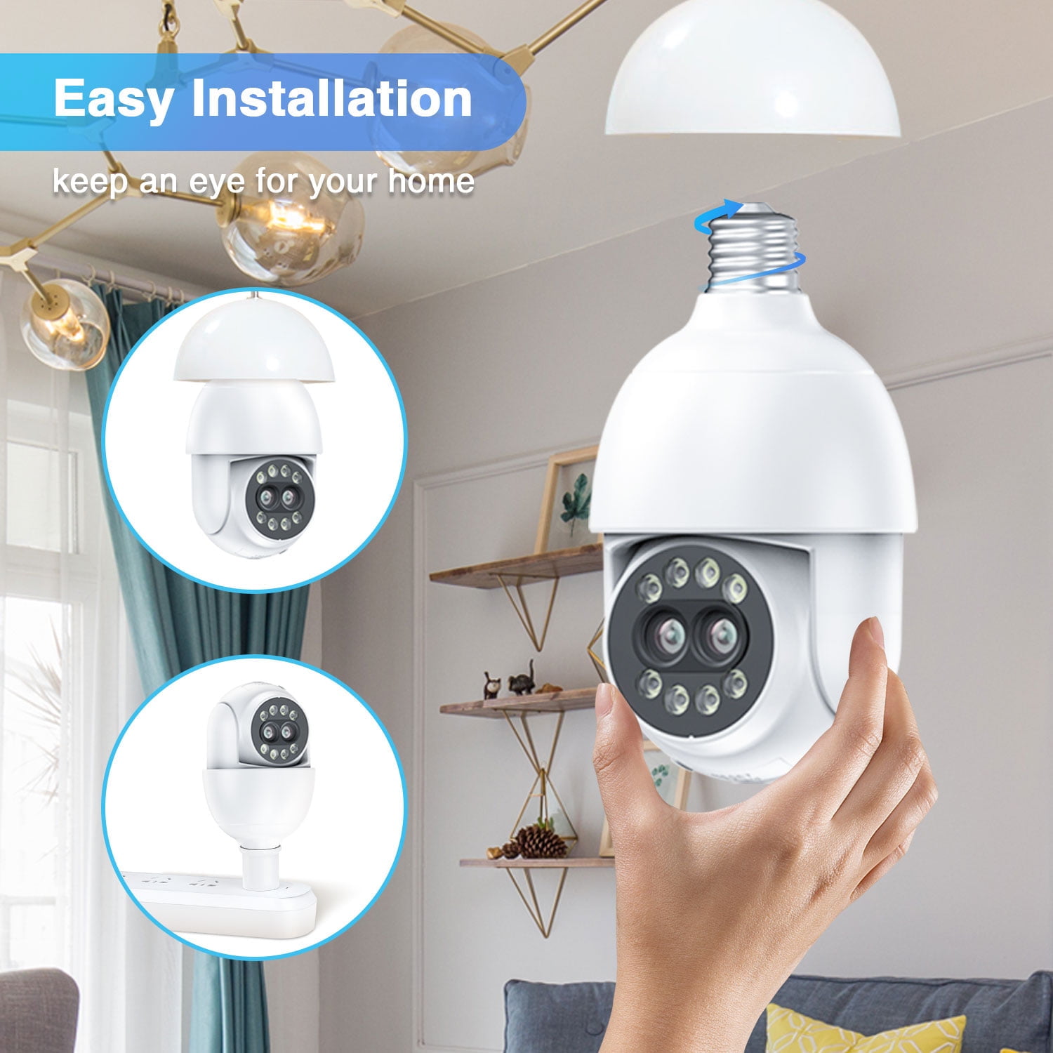 TOPVISION Light Bulb Camera, 4MP Outdoor Surveillance Camera TOPVISION Light Bulb Camera, 4MP Outdoor Surveillance Camera