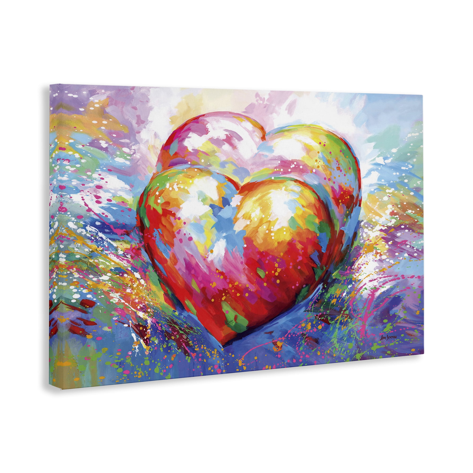 Stupell Industries Forever In My Heart Abstraction Abstract Painting Gallery Wrapped Canvas Art Print Wall Art, 36 x 24