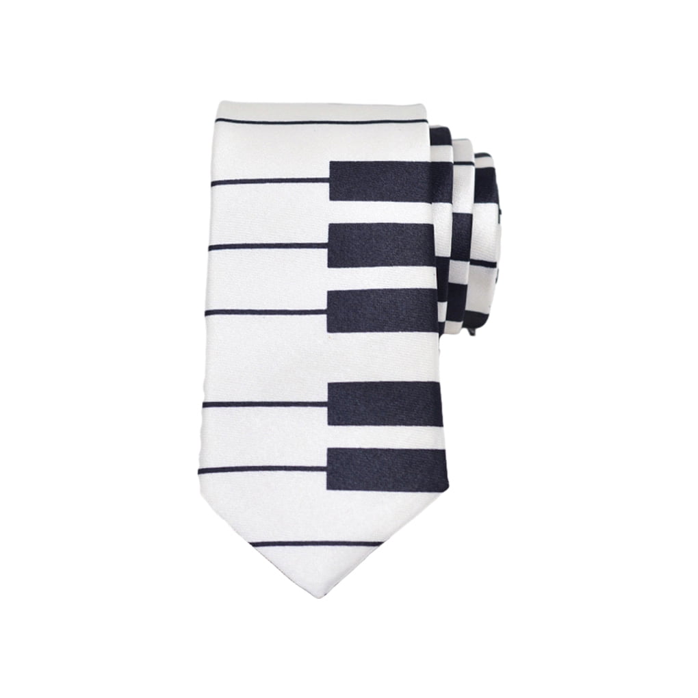 Ustyle Elegant Men Piano Keyboard Tie For Stylish And Versatile Look Classic Musical Notes Printed Tie C