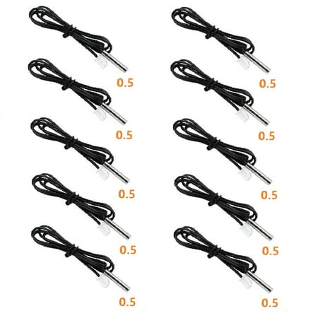 

GLFILL 10Pcs Ntc 10K Ohm 1% 3435 Thermistor Temperature Sensor Cylinder Probe With Wire