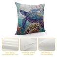 thumbnail image 4 of Chilfamy Ocean Theme Summer Pillow Covers Blue Sea Beach Pattern Soft Throw Pillow Cover Cushion Case for Couch Sofa Living Room Indoor Outdoor Home Decor 18x18in, 4 of 5