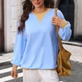 thumbnail image 3 of QIYAGBSA Color Block Crew Neck Tops for Women, Long Sleeve Loose Pullover Sweatshirt with Contrast Detail, Casual Spring Fall Streetwear, 3 of 8