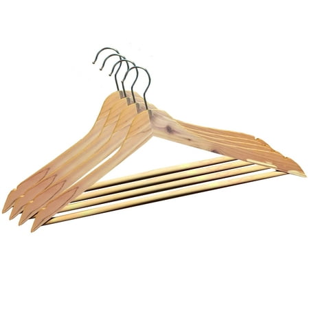 International Innovations Cedar Suit Hangers with Solid Pant Bar (Pack of