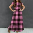 thumbnail image 4 of AINIYS Girls Summer Ruffle Sleeve Loose Fit Long Dress with Pockets Pink 6 Years, 4 of 7
