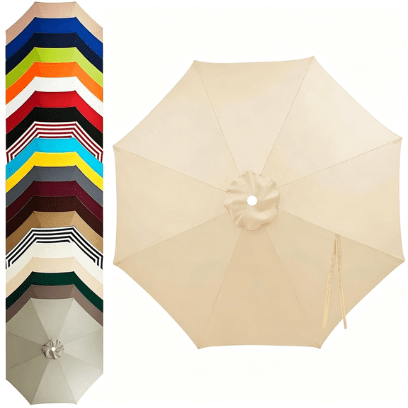 AOMRCOL 7/8/9/10/11/13Ft Patio Umbrella Replacement Canopy,6/8 Ribswaterproof Uv-Resistant Outdoor Round Umbrella Top Cover for Outdoor Garden Deck Backyard,Umbrella Fabric